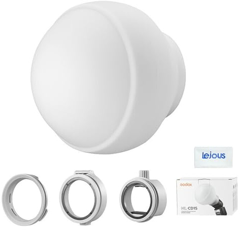 Godox ML-CD15 Diffusor Dome mit 3 Adaptern, Foldable Silikon Flash Diffuser Kompatibel für Godox V1 V100 AD100 Pro AD200 Pro II AD400 Pro TT600 TT685II TT520II TT560