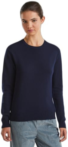 United Colors of Benetton Maglia G/C M/L 1002d1k01 Donna, Blu Scuro 016, S