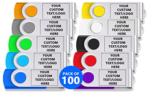 Paintechz Twister USB-Stick Personalisiert 100 Stück, Individualisiert Logo Druck- als Firmengeschenke und Werbegeschenke - 16GB