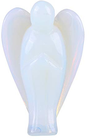 Opal Kristall Engel Figur Wächter Rosenquarz Topas Heilstein Schutzengel Figur Mini Statue Home Desktop Dekoration