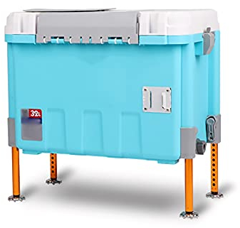 Box Fishing Bucket Leichter multifunktionaler Sitz-Angelbox-Stuhl mit Kissen und 4 verstellbaren Beinen für wildes Outdoor-Terrain 32L Angelgerät