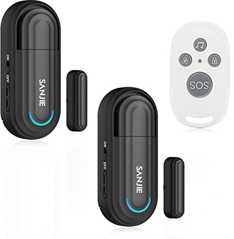 SANJIE Door Window Alarm with Remote for Home Security Kids Safety Demetia Patients,Door Window System for Shed Garage Burglar Anti-theft Alarms Security,4 Modes 0-120dB,Battery Included