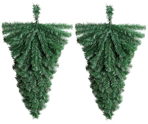 SMELEYOU Türkranz Weihnachten 2 Stück Weihnachtskranz 45 cm Kranzbasis Adventskranz Künstlich Umgedrehter Baum Tropfen Swag PVC Weihnachtsdekoration FüR HaustüR Wand Fenster