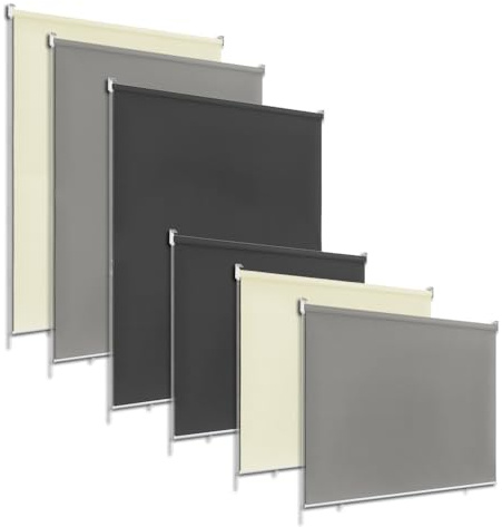 JNGLGO Verdunkelungsrollo Außenrollo Thermorollo Rollos für Fenster Seitenzugrollo Fensterrollo Sichtschutz Sonnenschutz Verdunklungsrollo für Innen und Außen, 140 x 140 cm, Grau