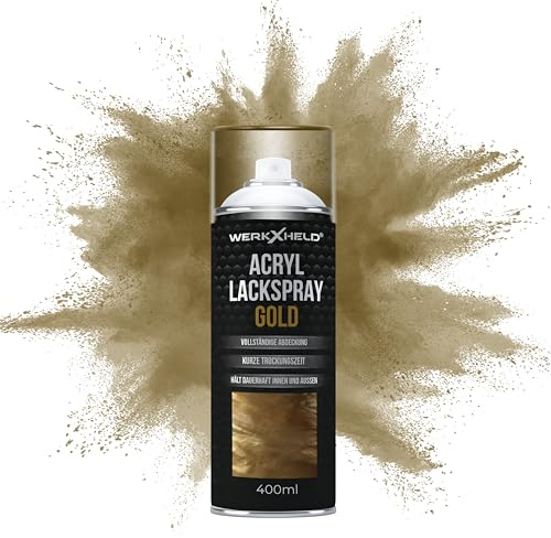 WerkXheld Sprühlack 400ml - Hochwertiges Lackspray Gold-Metallic, Vielseitig anwendbar auf Holz, Metall & Textil, Langlebiger Acryllack Spray