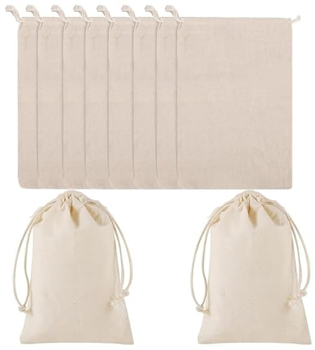 Wenrou 10 bolsas de lino, bolsas de regalo de yute, bolsas de lino con cordón, bolsas de yute pequeñas, bolsas de yute medianas con cordón, para bodas, cumpleaños, regalos, Navidad, fiestas