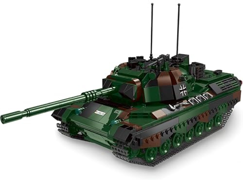 Ebortsin Technik Panzer Bausteine Set, WW2 Panzer Klemmbausteine Militär Panzer Spielzeug, 1145 Teile Bausteine Leopard 1 Panzers Modellbausatz, Geschenk für Erwachsene und Kinder