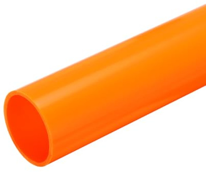 sourcing map 1.6 Inch PVC Rigid Tube Round Pipe 35.2mm ID 40mm OD 500mm Orange High Impact for Water Pipe, Crafts, Decoration, Cable Sleeve