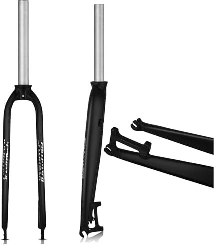 Wkantlaes Forcella Anteriore 1-1/8 26/27,5/29 in Lega di Alluminio MTB Gravel Road Bike Forcella, 28,6 mm Senza Filettatura Tubo Dritto Superlight Mountain Bike Forcelle Anteriori,Nero,29