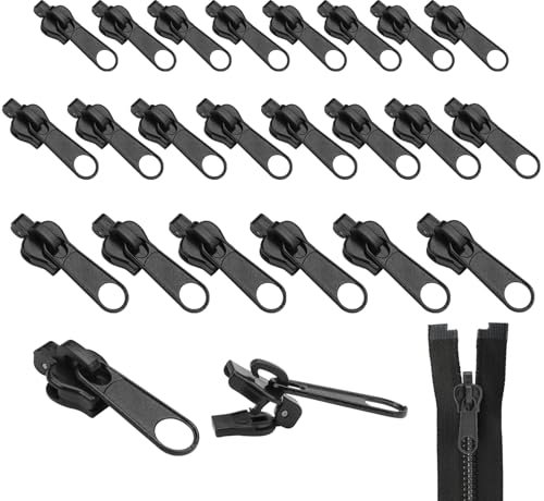 24 Stück Reißverschluss Ersatz, 3 Größen Universal, Schieber, Reparatur, Zipper Puller, Abnehmbarer Reißverschluss, Schwarz für Jacken, Jeans, Koffer, Rucksäcke