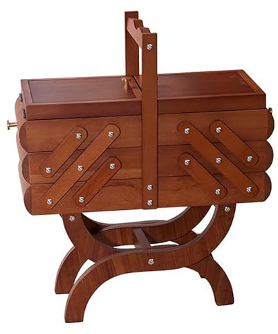 KUANGGE Schmuckschrank aus Holz, großer 3-stufiger Schminkschrank, mit Griff und Halterungsbeinen, Schmuckschrank zur Aufbewahrung von Schmuck