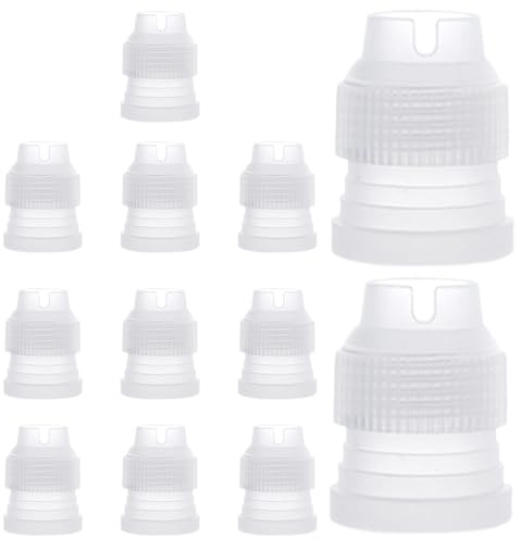 12-Piece Standard Cake Decorating Coupler Set - White Plastic Piping Nozzle Adaptors for Icing Tips (Universal Fit for Decorating Bags)