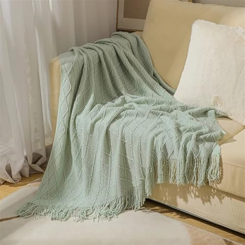 Manta nórdica de punto, suave, tamaño Queen, para cama, sofá, viajes, chimenea, acogedora, tapiz a cuadros para sofá y sillas, diseño de diamante, cálida y elegante decoración del hogar
