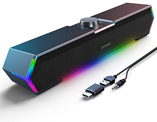 LENRUE G11 PC Speakers for Desktop, Touch Lights Computer Speakers with Surge Clear Sound, USB C/USB Powered for Computer Desktop PC Laptop Monitor