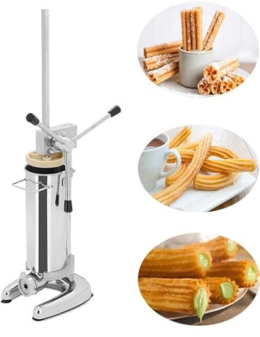 Macchina per churros manuale, macchina per churros spagnola, macchina per churros commerciale, macchina per riempire churros, macchina verticale per churros di ciambelle spagnole, 5 stampi,2L