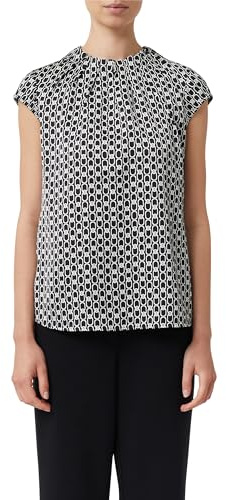 Comma Satinbluse mit Raffung und All-Over-Print