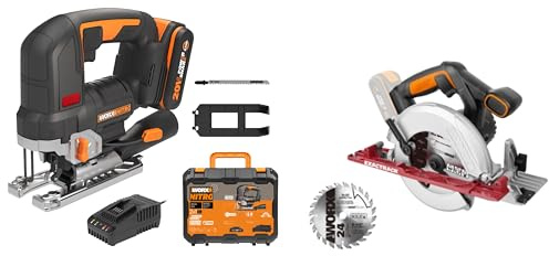 PACK WORX PRO+ Scie Sauteuse 20V + Scie Circulaire 20V + 1 Batterie 2,5Ah + Chargeur + Accessoires (Idéal Pour Tous les Projets de Bricolage et de Rénovation)