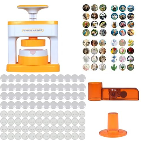 Badge Punch Press Kit, Button Badge Maker Machine | 55mm Badge Making Machine with 48 Badges/48 Patterns Press Machine DIY Cute Stickers Badge Making Machine