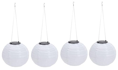 Lampions Außen Wetterfest, Lampions Solar Outdoor, LED Solar Nylon Hängende Lampion Laterne Hängelampe Gartenlaterne Solarlampen für Außen Garten, Terrasse, Hochzeit, Fest Deko (Warmweiß/20cm/4pcs)