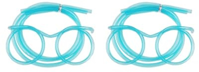 Set di 2 occhiali divertenti in PVC tubo di paglia per bambini feste di compleanno accessori bar cannuccia colore casuale