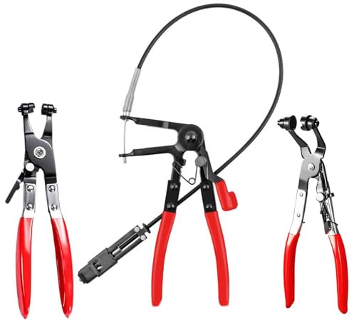 3 Pcs Ratschenverriegelung Funktion Schlauchklemmenzange, Federbandschellenzange mit Drahtwelle, Geradem Hals Schlauchschellen Zange, Auto Werkzeug Zange Set für Kfz Reparaturen,Entfernen,Installieren