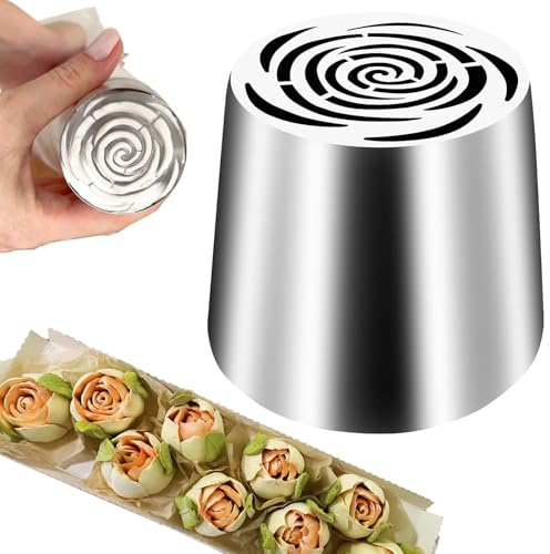 Hendiy Spritztüllen, extra große russische Spritztüllen, Edelstahl, Blumen-Zuckerguss-Spritztüllen zum Dekorieren, Kuchendekorationsspitze für Cupcakes, Kuchen, SL51