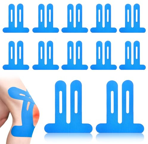 CHIHOLEN 12 Stück Precut Kinesiotapes Knie, Elastisches Physio Tape für Knieschmerzen, Wasserfestes & Kinesiotapes Vorgeschnitten, für Sport Knieschmerzen Knie Haltungskorrektur(Blau)