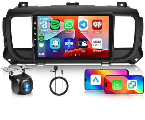 [6G+128G] 8-Core Autoradio per Peugeot Expert/Toyota Proace/Citroen Jumpy 3 SpaceTourer 2016-2021 Android Radio Bluetooth GPS, Hodozzy 9 Pollici Touchscreen con CarPlay Android Auto, WiFi DSP, FM RDS
