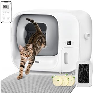 Cura3 Katzenklo Selbstreinigend, 60L+6L Selbstreinigende Katzentoilette mit App-Steuerung, TÜV-zertifizierte Sicherheit, 360° Anti-Geruch & Anti-Auslauf, Ultra Leise Katzen Klo für Mehrkatzenhaushalte