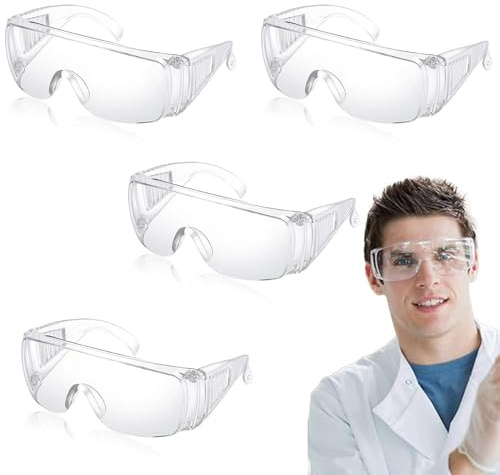 Hongoen Schutzbrille Arbeitsschutzbrille,6 Stück Schutzbrillefür Kinder, SchutzbrilleSchutzbrillen,SchutzbrilleKinder,Transparent Schutzbrille für Brillenträger Für Kinderund Erwachsene