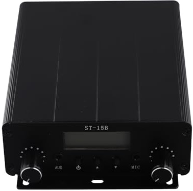 Oiqippnbv Trasmettitore Radio FM PLL per Trasmissioni Broadcast V2 Ad Alta Potenza 15W Compatto, con Connettore TNC e Ingresso Audio Lotus - Trasmissione Wireless Stereo