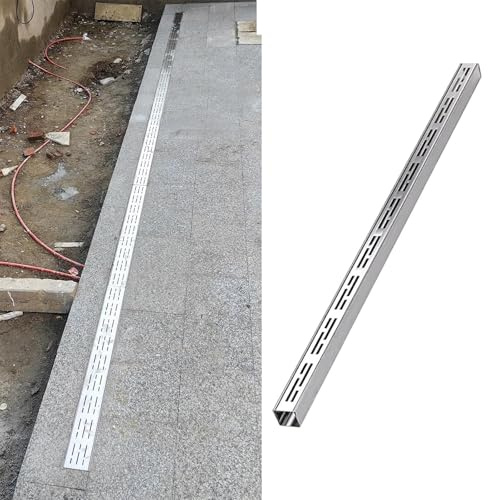 Canaletta Scolo Acqua Piovana Canalette di Drenaggio Strette per Patio Esterne, Canale di Scolo in Acciaio Inossidabile per Impieghi Gravosi Grondaia Slimline Componibile Gazebo(15x8cm/6x3.1in)