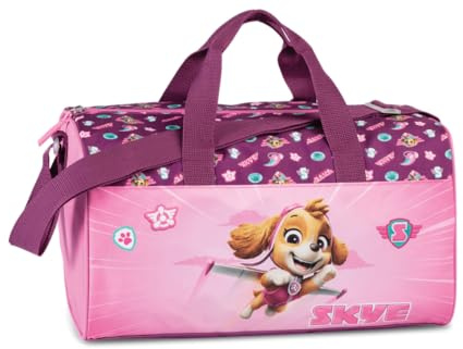 Paw Patrol - Bolsa de viaje con bonitos diseños de perros, para niños y niñas, Rosa 1, 38 x 20 x 22 cm