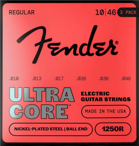 1250 Ultracore Guitar Strings, Nickel Plated Steel, Ball End, 1250R Gauges .010-.046, (6) 3-Pack