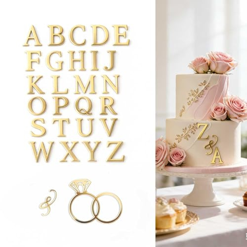 28 Pcs Custom Cake Topper, Acrylic Personalised Cake Topper Name, Cake Toppers Birthday Personalised, Name Cake Toppers, Wedding Cake Decorations & Anniversary Party Supplies