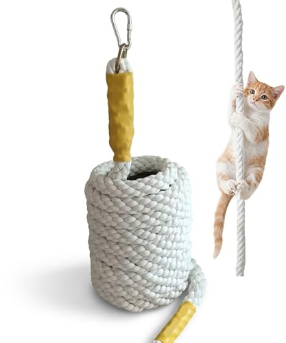 Wall-Mounted Cat Climbing Rope Ladder - Cotton Rope Scratching & Climbing Tool for Indoor & Outdoor Cats, Cat Wall Climbing Set (300CM)