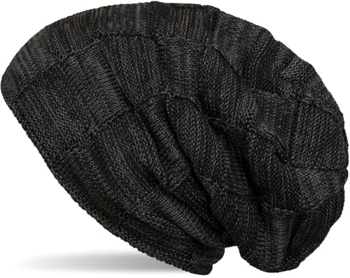 styleBREAKER Unisex Beanie Flecht Muster Fleece Futter 60cm | Thermo Inlay. elastisches Material. Bundweite 23cm. Slouch Design. winterfest. weiche Haptik. Einheitsgröße.