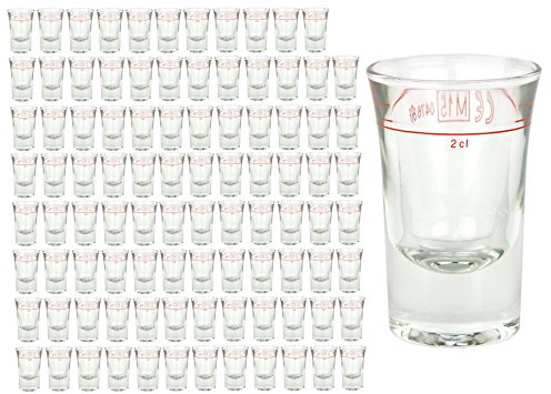 96er Set Schnapsglas DUBLINO mit Eichstrich, 2 cl, geeicht, Spirituosenglas mit Füllstrich, Stamper, Shot Glas, hochglänzendes Markenglas, glasklar
