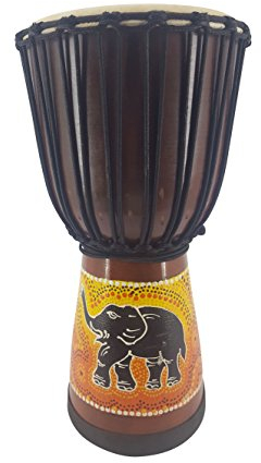 50cm Profi Djembe Trommel Bongo Drum Buschtrommel Percussion Motiv Elefant Afrika Art - (Sehr gutes Instrument für Damen und Jugendliche guter Bass)