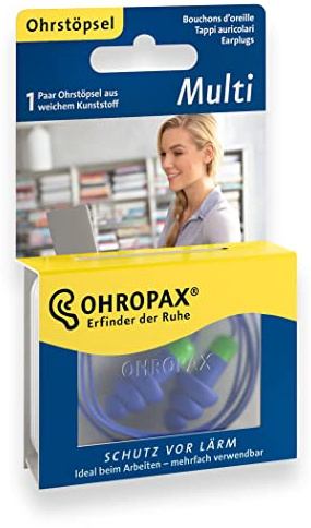 OHROPAX Multi - Lamellenstöpsel mit Band - 1x 2 Ohrstöpsel mit Band - Zum Schutz vor Lärm beim Heimwerken, am Arbeitsplatz oder auch in der Freizeit - Immer griffbereit dank Umhängeband