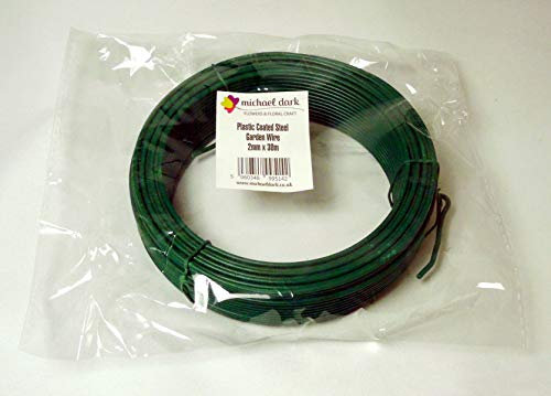 Green PVC Coated Garden Wire 1.25mm x 30m – Strong Steel Plant Tie Wire for Climbing Plants, Gardening, Indoor & Outdoor Plant Support, Craft & Floral Use