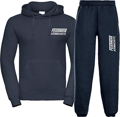 Kapuzen-Jogginganzug Navy, Feuerwehr ATEMSCHUTZ langes F weiß