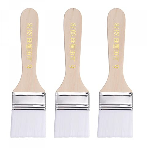 sourcing map 1.5 Width Small Paint Brush Nylon Bristle with Wood Handle Painting Tool for Wall, Door, Cabinets, Furniture, Fences, White 3Pcs