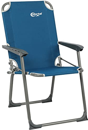 Portal Campingstuhl faltbar Klappstuhl Camping bis 150kg belastbar leicht Angelstuhl Strandstuhl klappbar hohe Rückenlehne für Outdoor Garten Festival Blau