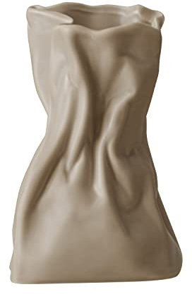 Papiertüte, handgefertigte Keramikvase, Knisterpapiertüten-Design für Blumenarrangement, Wohnzimmer, Esstischdekoration (Kokosnuss-Café-Glasur)