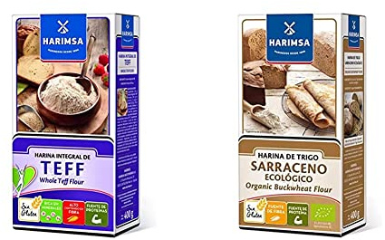 Harimsa Harina Integral de Teff - 400 g & Harina Trigo Sarraceno Ecológico, Original, 400 Gramos
