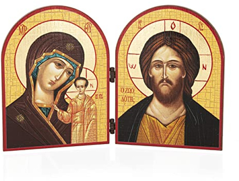 NKlaus Diptychon christliche Ikone Holz GM Kazan Jesus Christus, 1 Stück | Gewicht: 200g; 23,5x16cm; 23,5 x 16 x 0,65cm