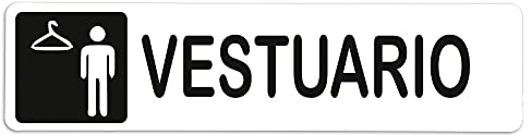Becral® - Señal adhesiva de PVC VESTUARIO HOMBRE | Placa puerta PVC BLANCO | Señal informativa | Cartel Puerta 200X50mm