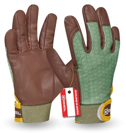 Gebol Buxus Gartenhandschuhe, Leder | Für Beet, Rosen & Pflanzarbeiten, schützt vor Dornen & Erde, feines Tastgefühl, angenehme Passform, langlebig