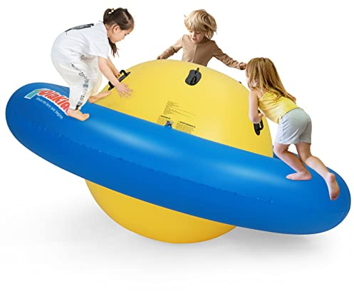 OLAKIDS 8FT Inflatable Dome Rocker Bouncer, Outdoor Kids Giant Roll and Play Seesaw Rocker with 6 Secure Handles, Max Weight 250 LBS